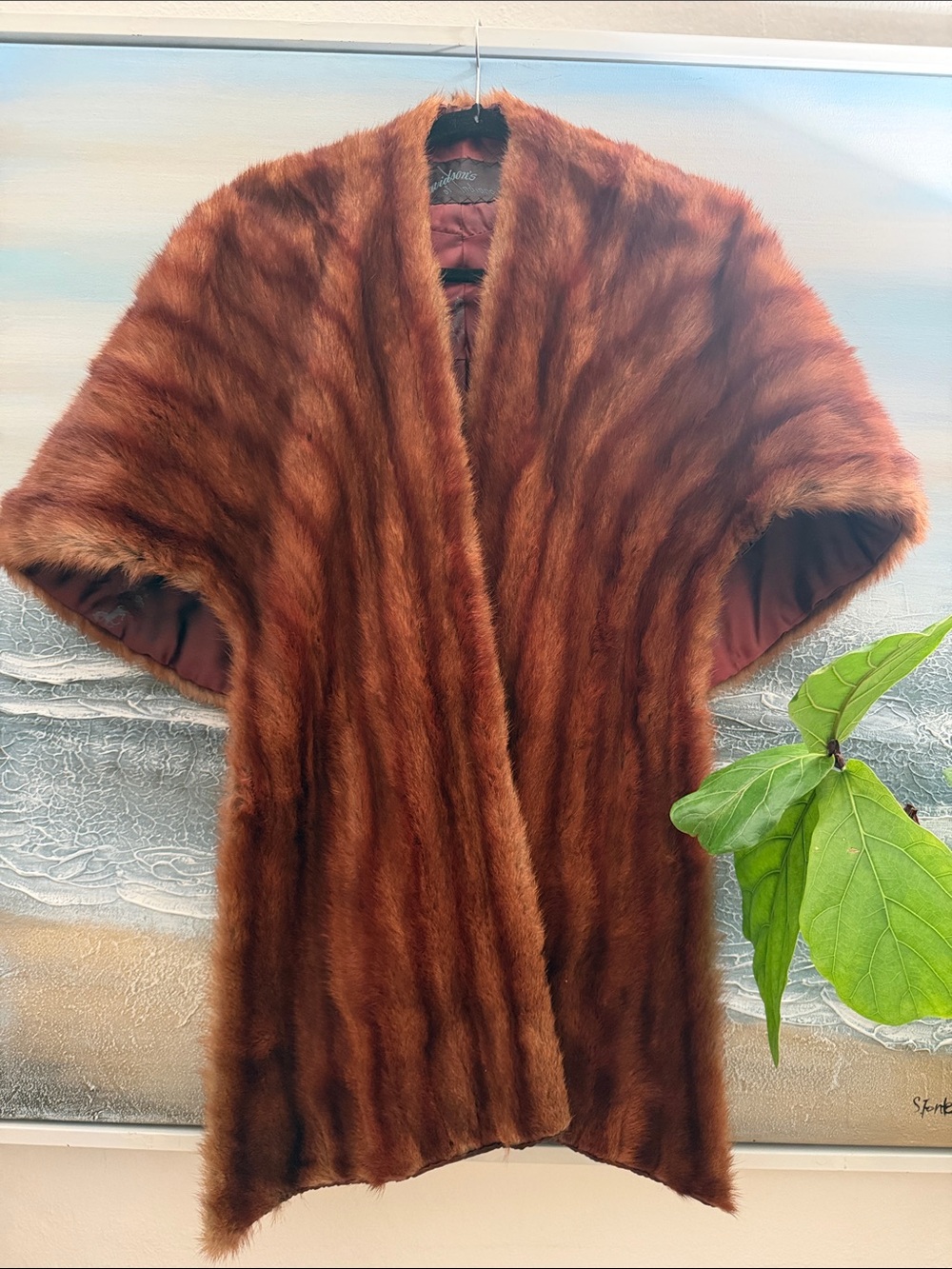 Davidson's of Indiana Real Mink Fur Shawl Cape Luxurious Brown Coat Vintage Wrap